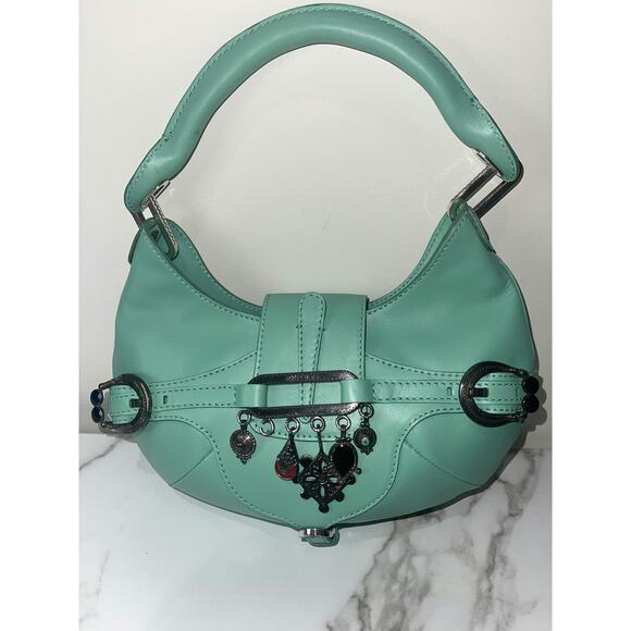 Jimmy Choo Turquoise Leather Hobo Bag with Charm Accents - Picture 1 of 4